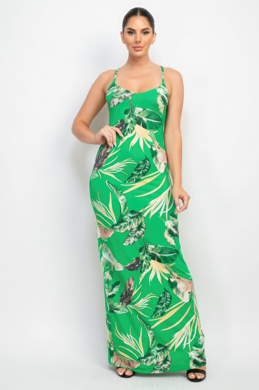 Scoop Tropical Print Maxi Dress