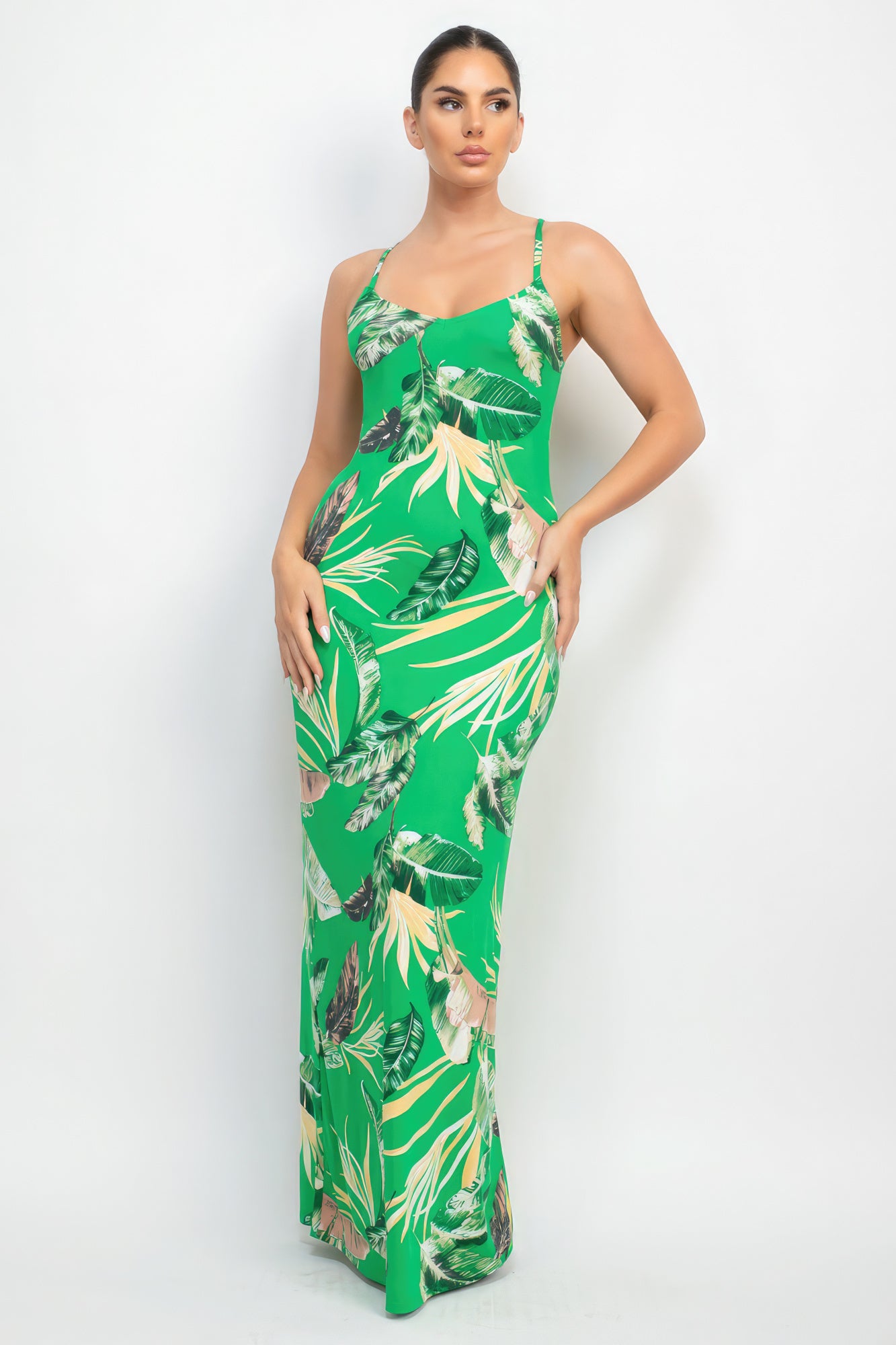 Scoop Tropical Print Maxi Dress