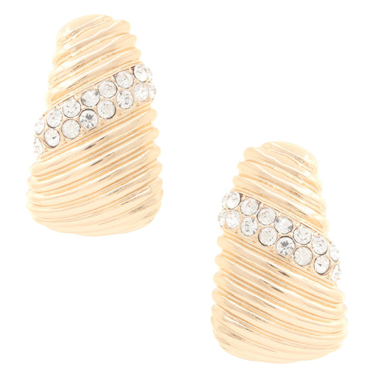 Lined Crystal Metal Earring