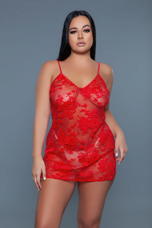 Mini Chemise With Floral Lace 1 Pc