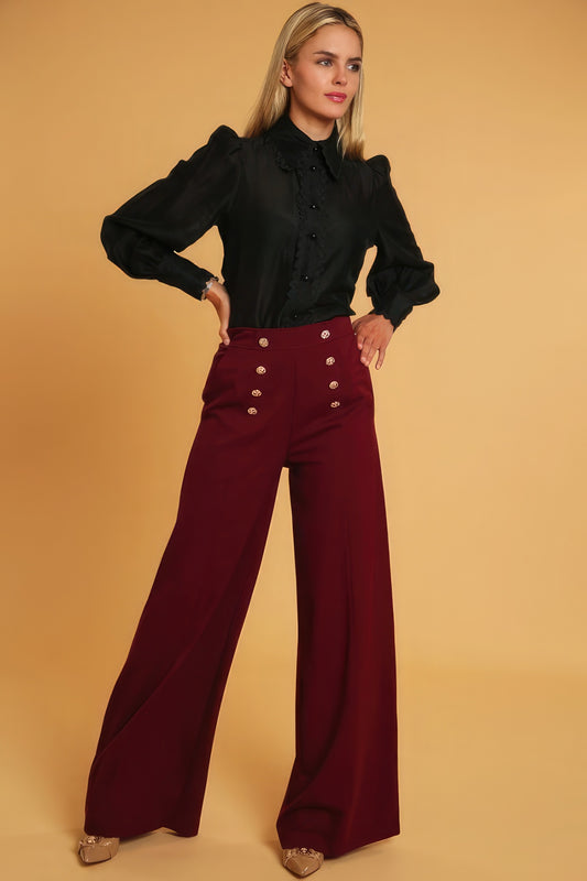 High Waisted Buttoned Dress Pants