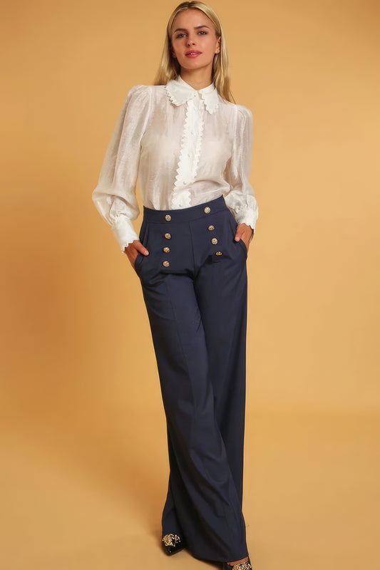 High Waisted Buttoned Dress Pants