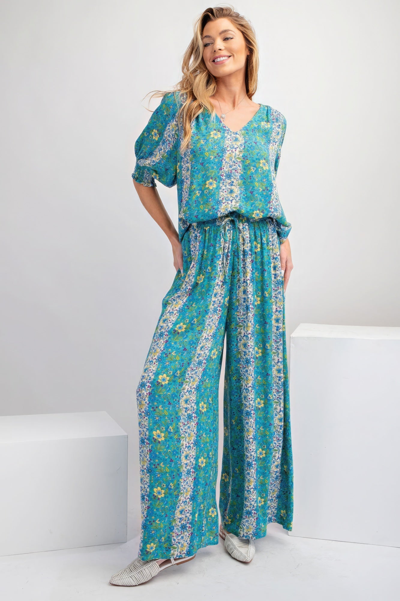 Floral Print Gauze Palazzo Pants