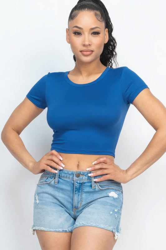 Short Sleeve Roundneck Crop Top