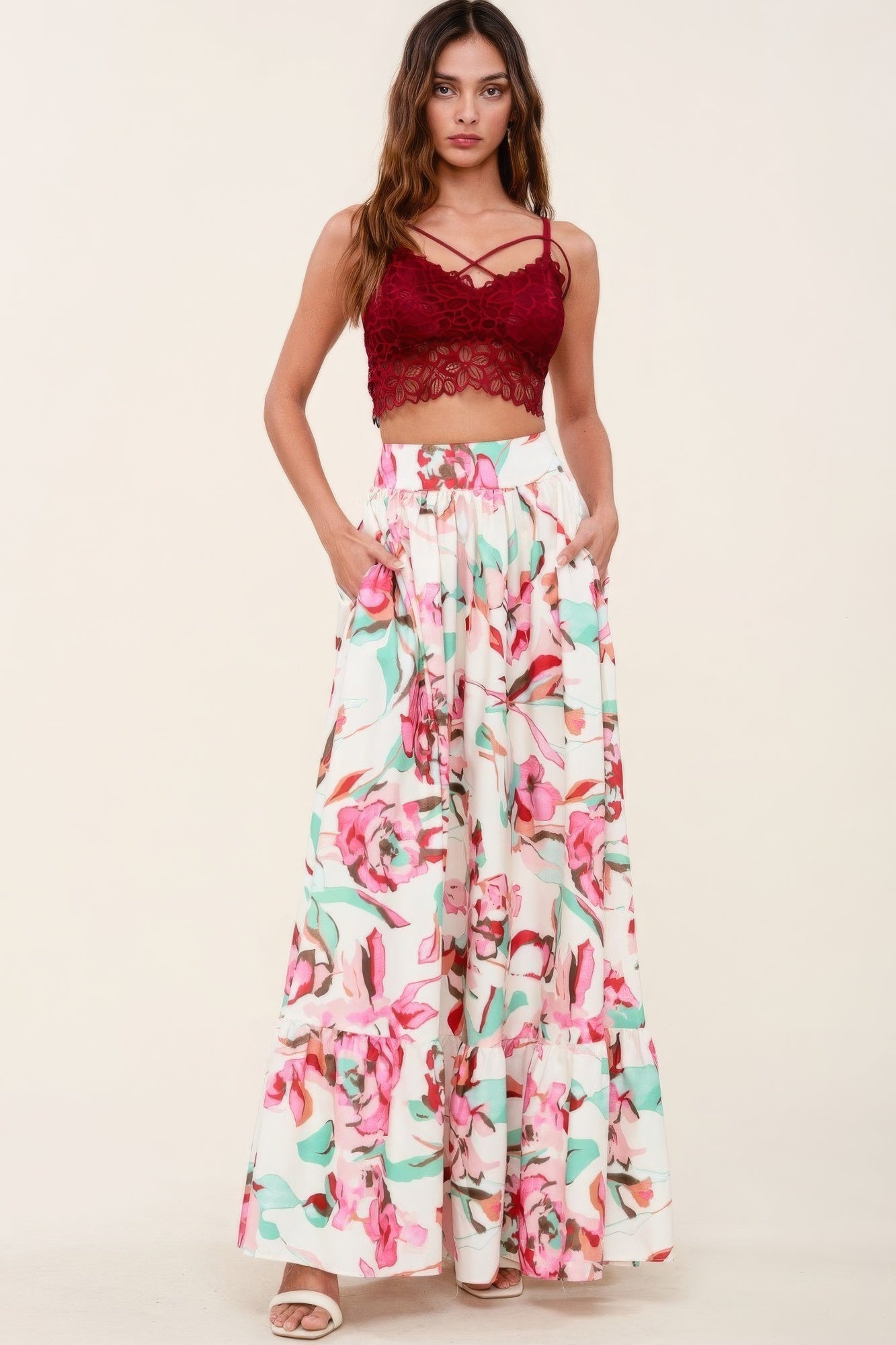 Printed Maxi Skirt With Pockets